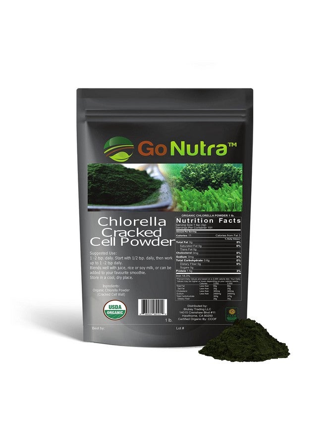Go Nutra Chlorella Powder Organic Raw Nongmo 100% Pure Cracked Cell Wall Green Superfood High Protein Chlorophyll For Smoothie Vegan Supplement (1 Lb. (16 Oz.)) - Image 1
