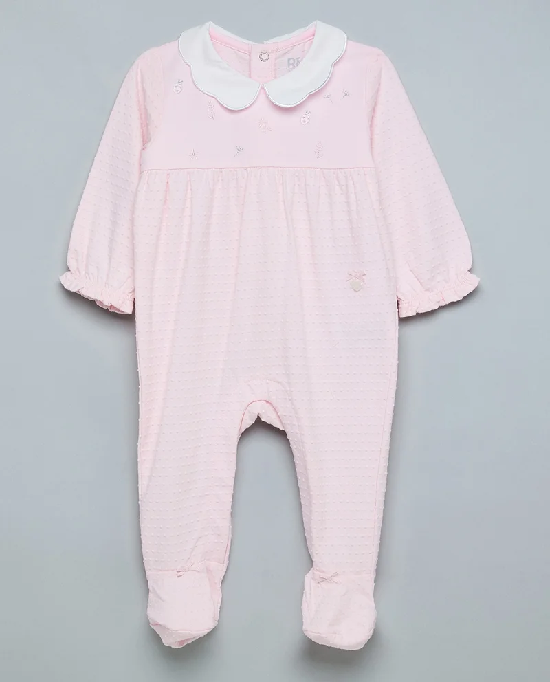 أر أند بي Embroidered Collared Footed Sleepsuit
