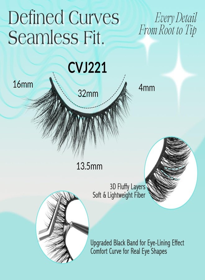 Bepholan Self Adhesive Eyelashes Natural Look, Pre Glued No Glue Need Eyelashes,Press On Lashes,Reuseable Waterproof False Eyelashes Wispy with Tweezer of Replacement Adhesive Strips 5 Pairs(CVJ221) - Image 3