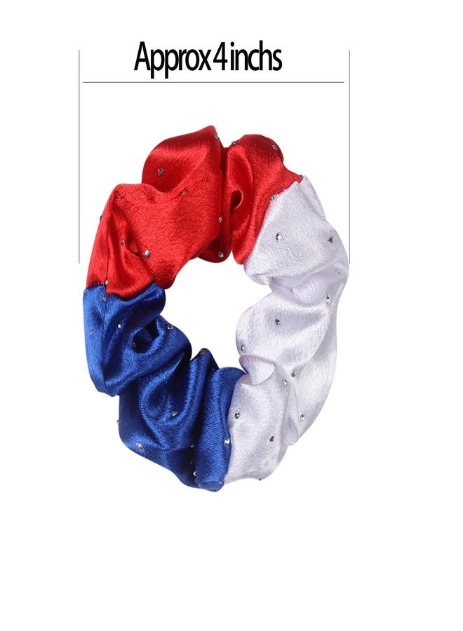 ICObuty Cheerleader Hair Scrunchies, 4.5 Inches, 12 Pack, Satin Silk Ponytail Holders (Royal Blue/White/Red) - Image 2