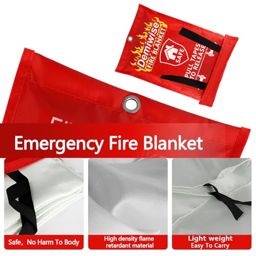Demiwise Fire Blankets for Home and Kitchen,8-Pack 40"x40" Emergency Fire Safety Blankets for People House Car Office Warehouse Emergency Survival Safety - Image 2