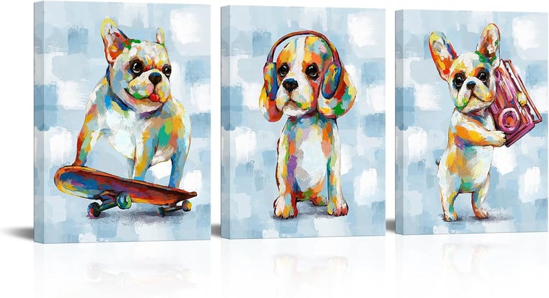 Kalormore Colorful Dog Canvas Wall Art Set - Image 1