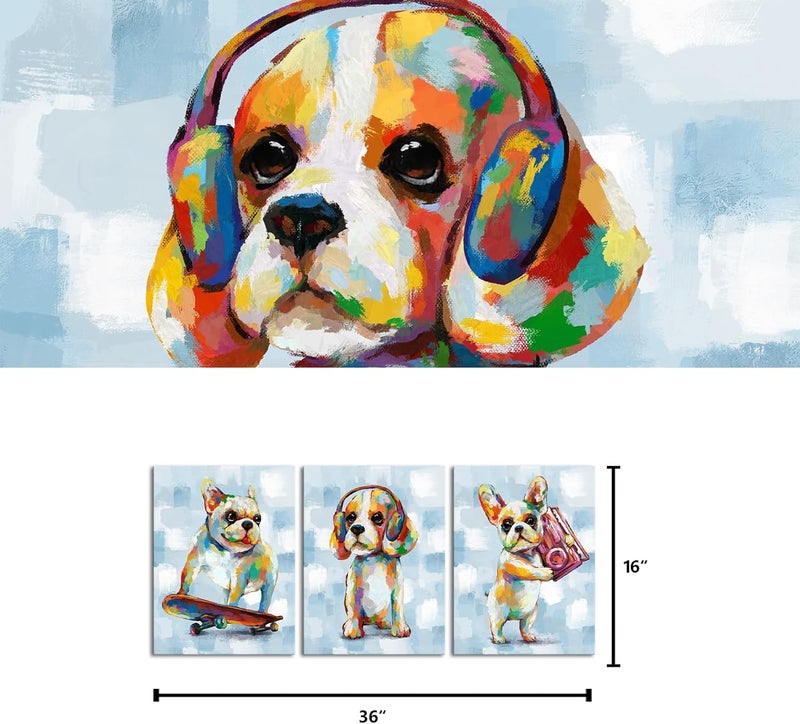 Kalormore Colorful Dog Canvas Wall Art Set - Image 2