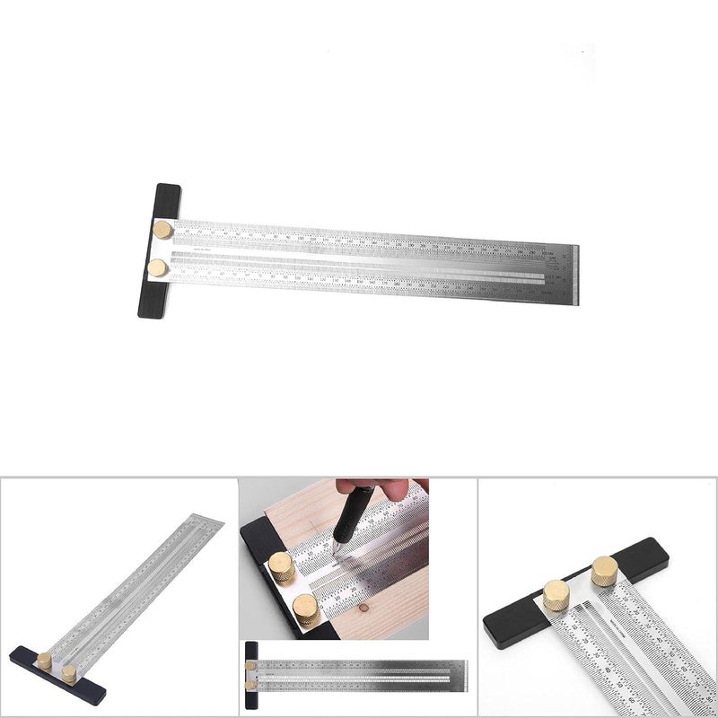 Stainless Steel T Type Hole Ruler 300mm Marking Ruler Type B Woodworking Measuring Tool - Image 3