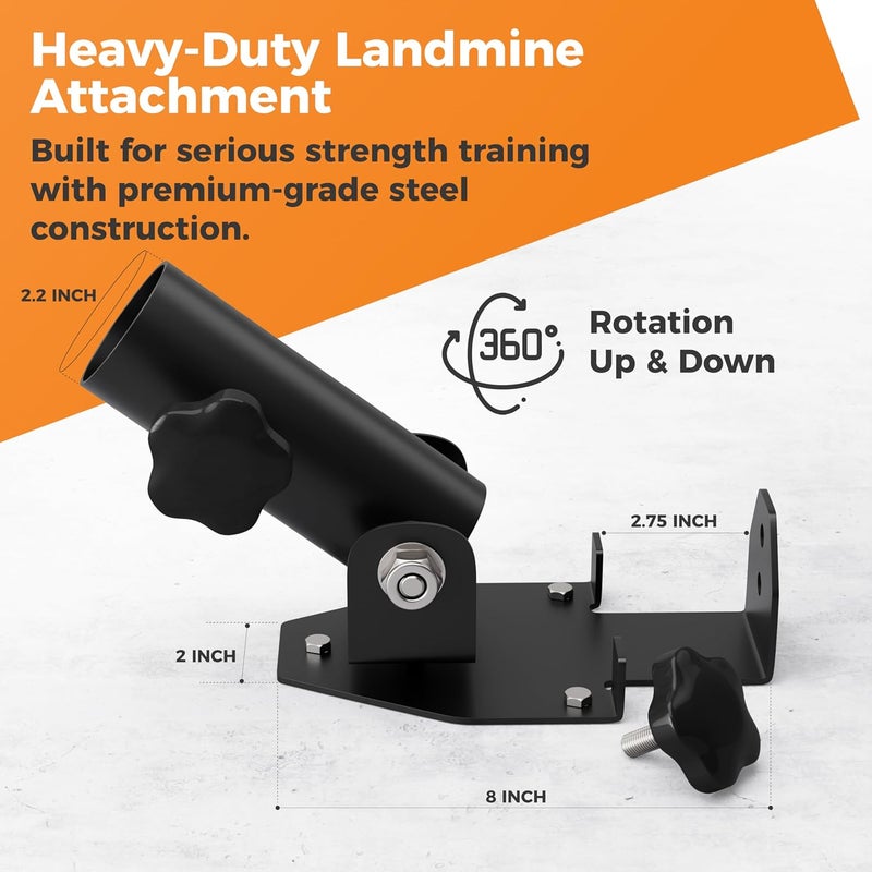 EVER STRONG T Bar Row Attachment with V Bar Attachment Landmine Handle - 360 Swivel Landmine Attachment for Barbell for Full-Body Workout in Home Gym - Small Spaces - Deadlifts Squats Landmine Stand - Image 4