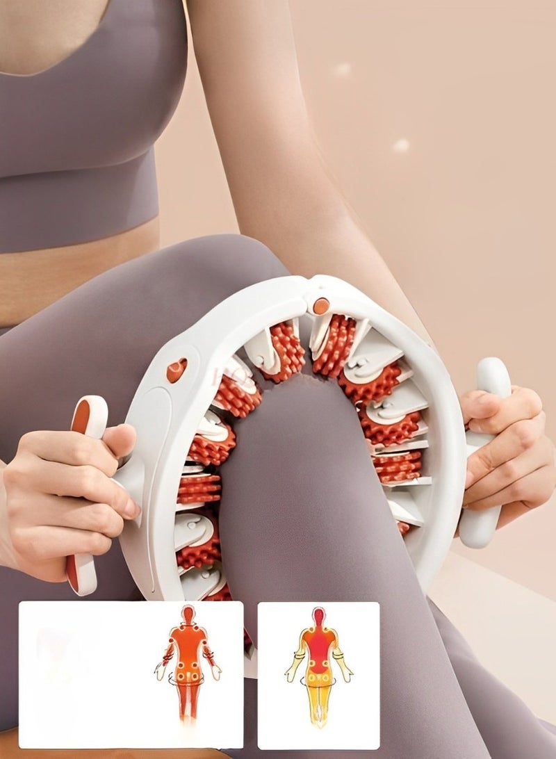AROAQ Cellulite Massager, Manual Muscle Massager Roller Ring, Multi-functional Round Massager Roller, Detachable Leg Beautifier for Leg, Neck, Arm and Buttocks, (Pink)  - Image 3