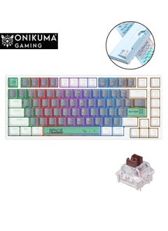 onikuma 82 Keys Tan Switch Mechanical Gaming Keyboard 75% Mini Wired Waterproof Backlit Silent White RGB Color Suitable for PC/Ps4/Xbox Gamers  - Image 1