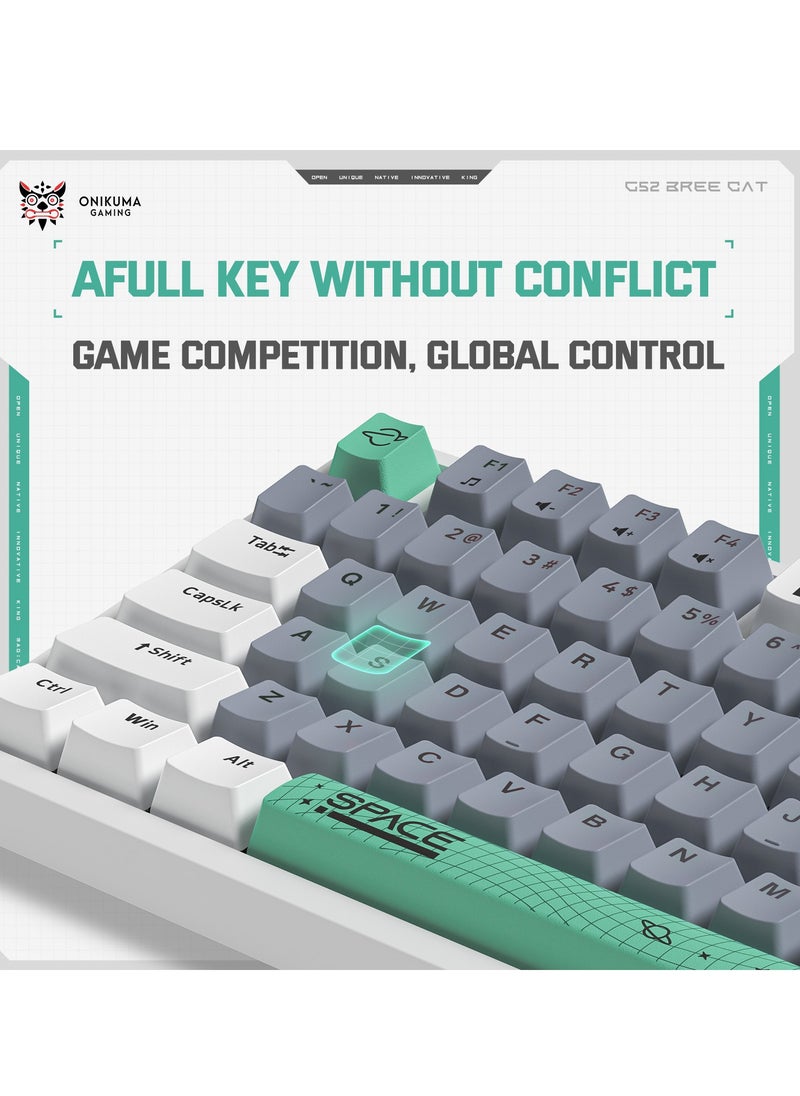 onikuma - 82 Keys Tan Switch Mechanical Gaming Keyboard 75% Mini Wired Waterproof Backlit Silent White RGB Color Suitable for PC/Ps4/Xbox Gamers - Image 1