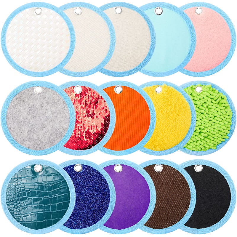 Haull 15 Set Sensory Mats Assorted Textured Sensory Floor Tiles Room Wall Panel Sensory Exercise Tactile Toy for Autistic Children Kids Baby Toddler Fidgeting ActivityRound591 Inch
