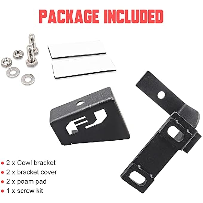 ريحني حامل ضوء غطاء محرك السيارة Fj Cowl Light Bracket، مصباح الخندق، حامل عمود، مصابيح LED Pods، مصباح القيادة، حامل التركيب المتوافق مع Toyota Fj Cruiser 2007-2014 - Image 4