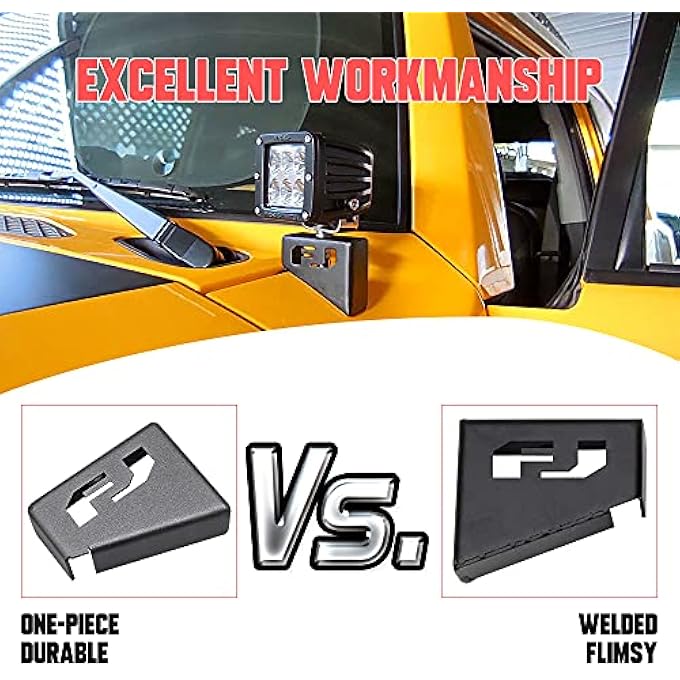 ريحني حامل ضوء غطاء محرك السيارة Fj Cowl Light Bracket، مصباح الخندق، حامل عمود، مصابيح LED Pods، مصباح القيادة، حامل التركيب المتوافق مع Toyota Fj Cruiser 2007-2014 - Image 3