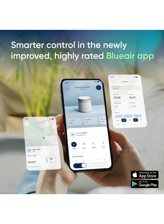 Blueair منقي الهواء الأزرق 4.0 للغرف الكبيرة جداً، ينظف 3,412 قدم مربع في ساعة واحدة، نظام ترشيح 7 مراحل، إزالة الروائح 10 مرات، HEPASilent للفيروسات، الحيوانات الأليفة، الغبار، الدخان، واي فاي ذكي - رمادي فاتح - Image 4