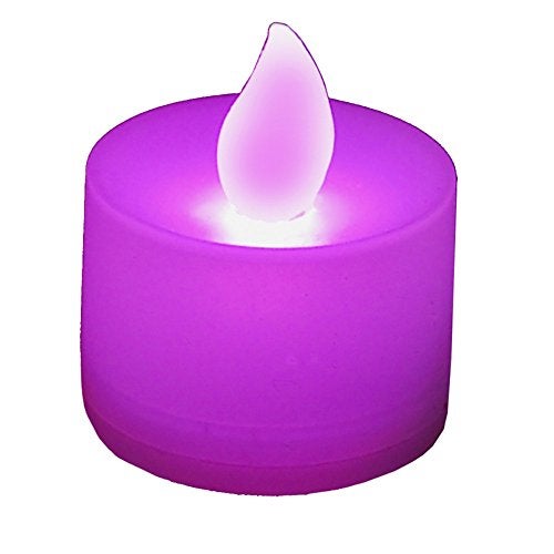 LumaBase Battery Operated Tea Light Candles, Purple - Set of 12 - Image 1
