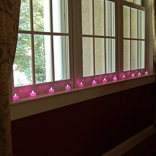 LumaBase Battery Operated Tea Light Candles, Purple - Set of 12 - Image 4