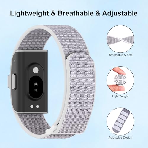 Vigamen Nylon Loop Sport Hume Band Replacement Strap Compatible with Hume Band,Adjustable Soft Wrist Bands for Women Men,Breathable Wristband for Hume Health Band Fitness Tracker,Sea Shell - Image 2