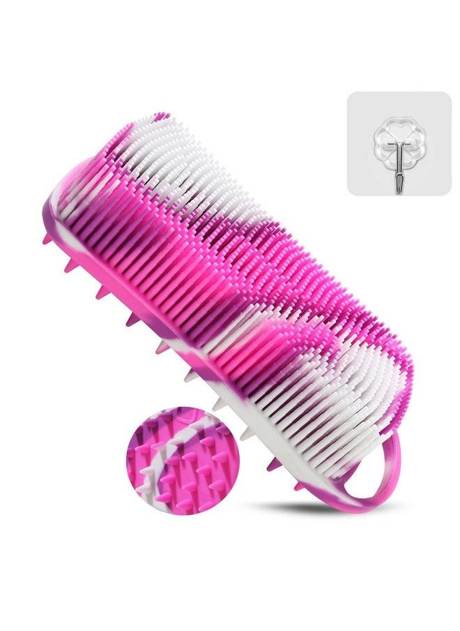 YEALIFE Silicone Body Scrubber 2 In 1 Body Brush & Hair Scalp Brush For Shower And Bath Easy Clean Lathers Well Stimulating Blood Circulation More Hygienic Than Loofah Fit Women Men.Camo Purple  - Image 2