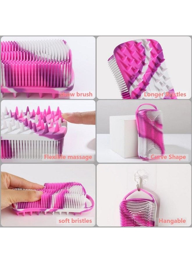 YEALIFE Silicone Body Scrubber 2 In 1 Body Brush & Hair Scalp Brush For Shower And Bath Easy Clean Lathers Well Stimulating Blood Circulation More Hygienic Than Loofah Fit Women Men.Camo Purple  - Image 5