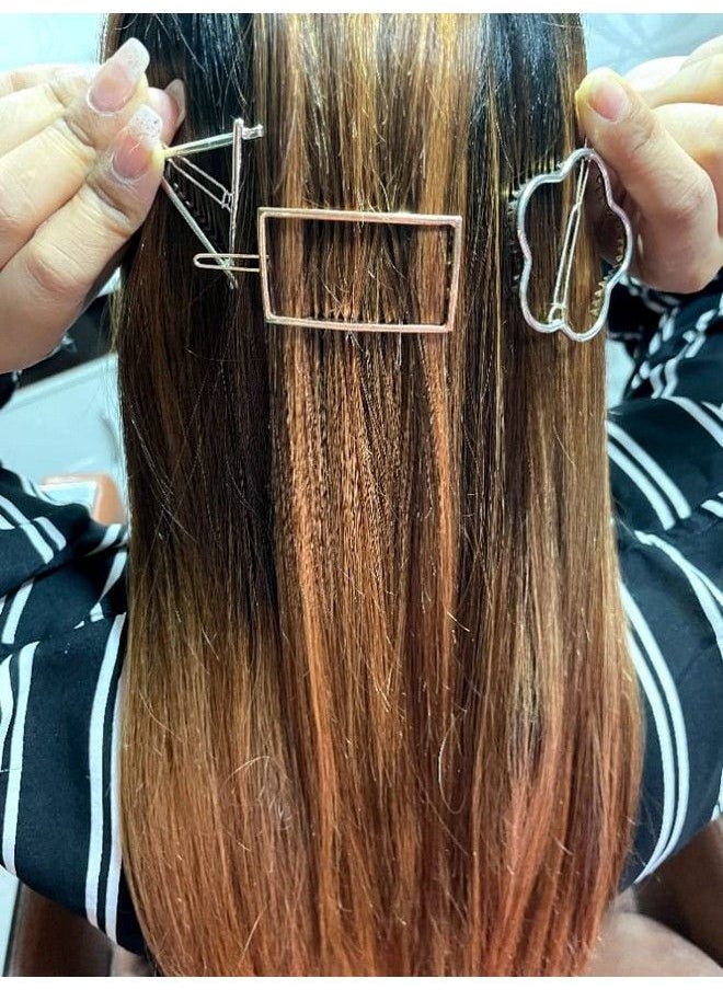 STRIPES Rose Gold Metal Rectangle Shape 1Pcs Hairpin Hair Clip For Women And Girls  - Image 4
