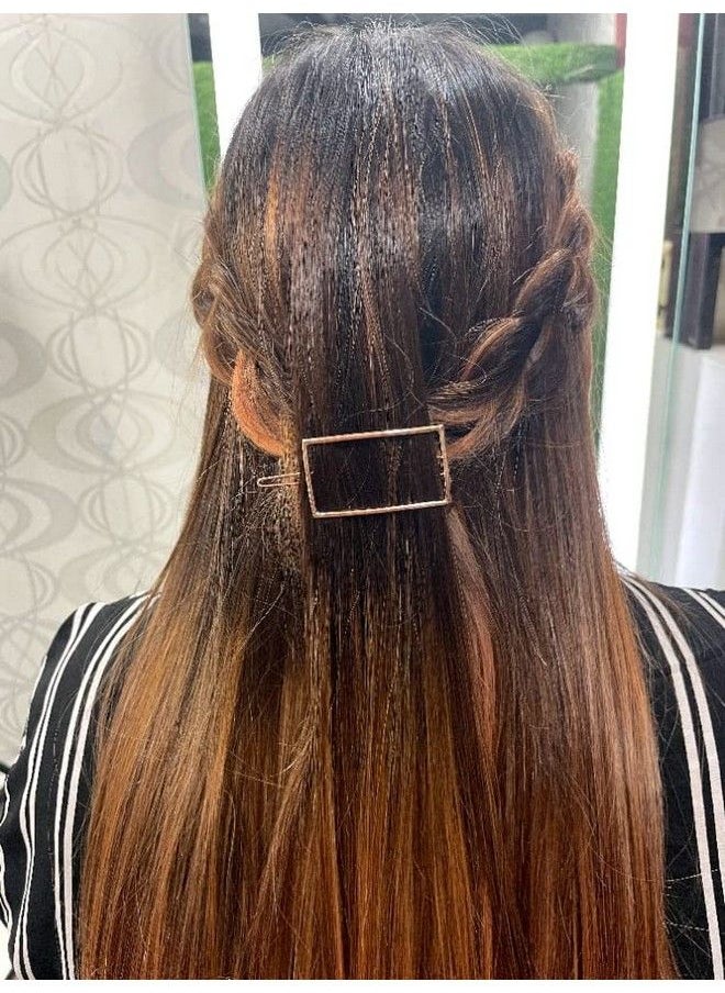 STRIPES Rose Gold Metal Rectangle Shape 1Pcs Hairpin Hair Clip For Women And Girls  - Image 3