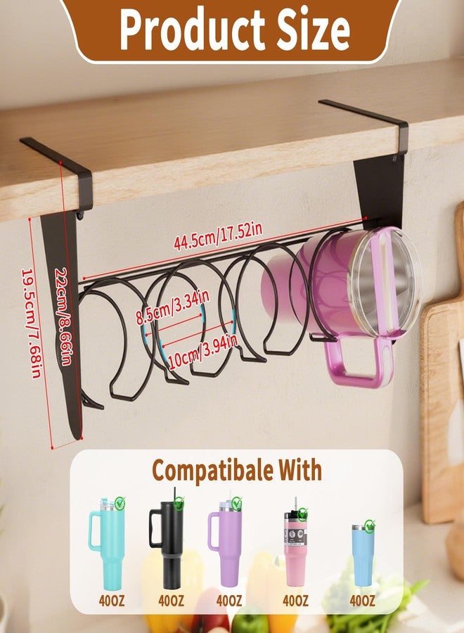 CENELO Water Bottle Organizer for Stanley 40 oz Tumbler with Handle Hanging Under Cabinet Water Bottle Organizer Stanley Cup Accessories for Kitchen Cabinets, Black - Image 2