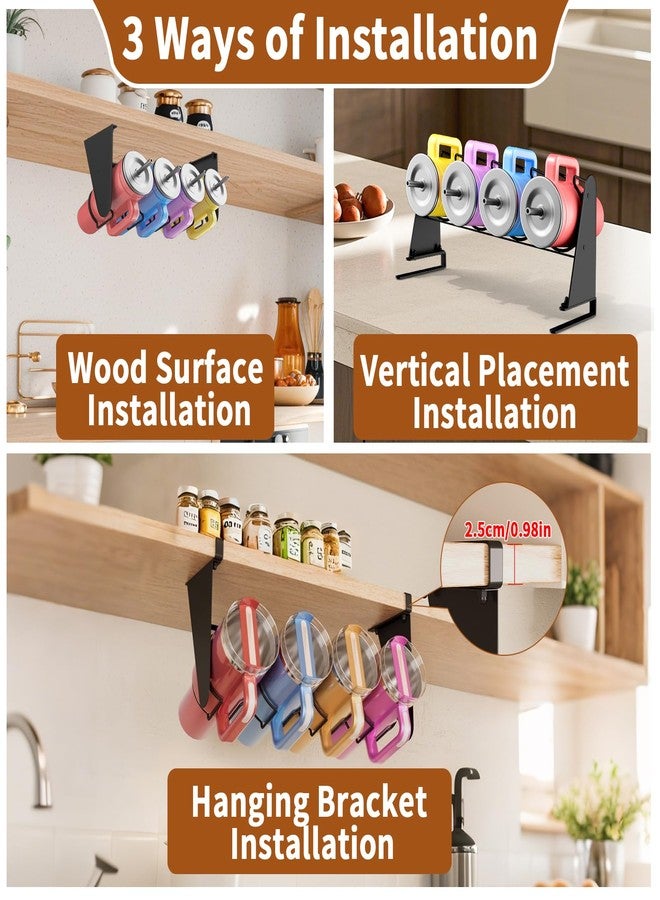 CENELO Water Bottle Organizer for Stanley 40 oz Tumbler with Handle Hanging Under Cabinet Water Bottle Organizer Stanley Cup Accessories for Kitchen Cabinets, Black - Image 3