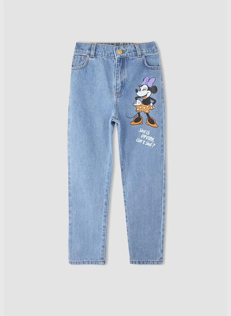 DeFacto Girl Disney Mickey & Minnie Licenced Mom Fit Denim Trousers
