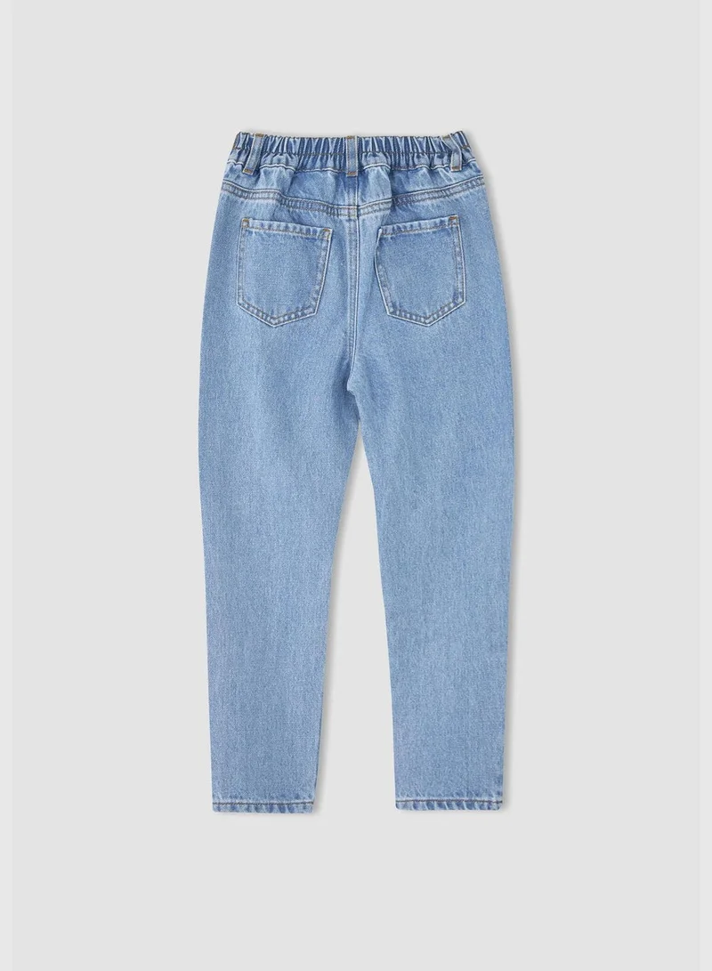 DeFacto Girl Disney Mickey & Minnie Licenced Mom Fit Denim Trousers