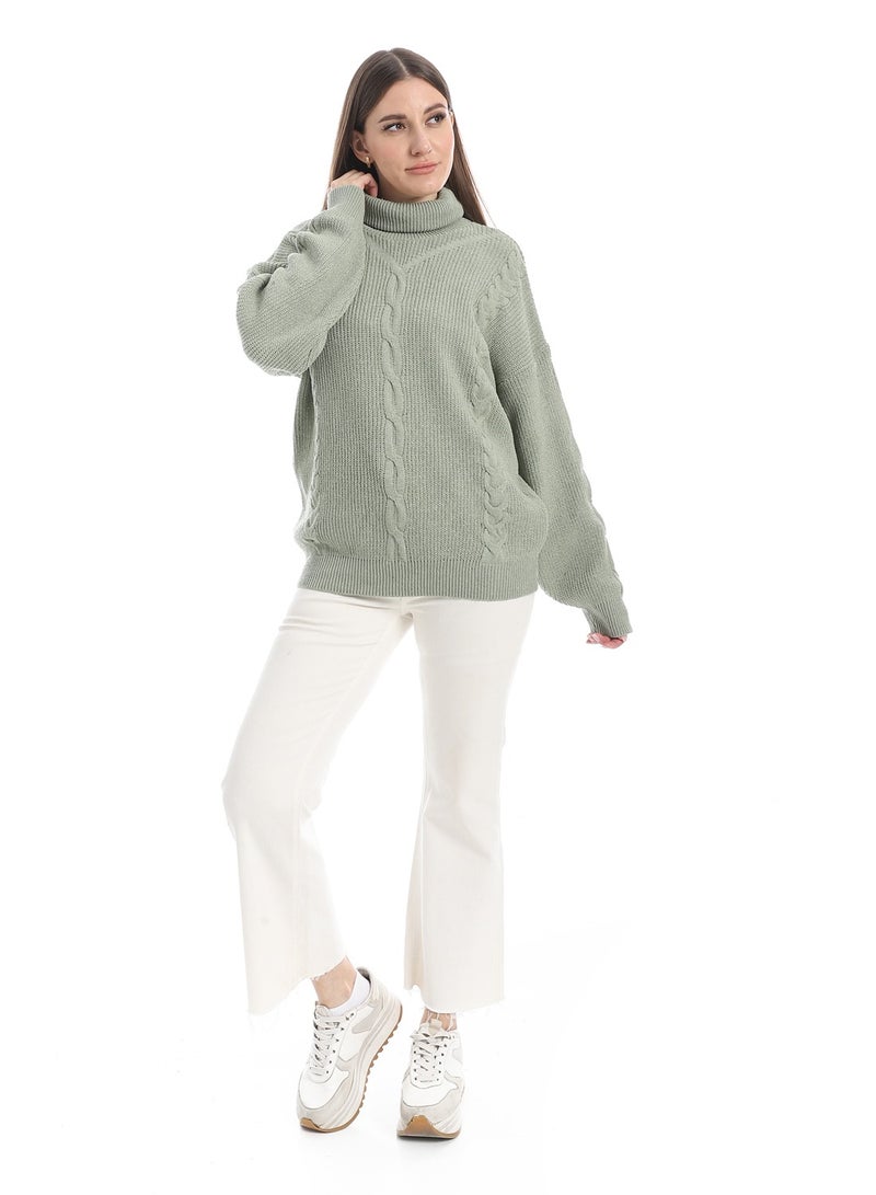 سيزار بلوفر صوف حريمي سادة برقبة عالية وتصميمات متعددة - Image 1