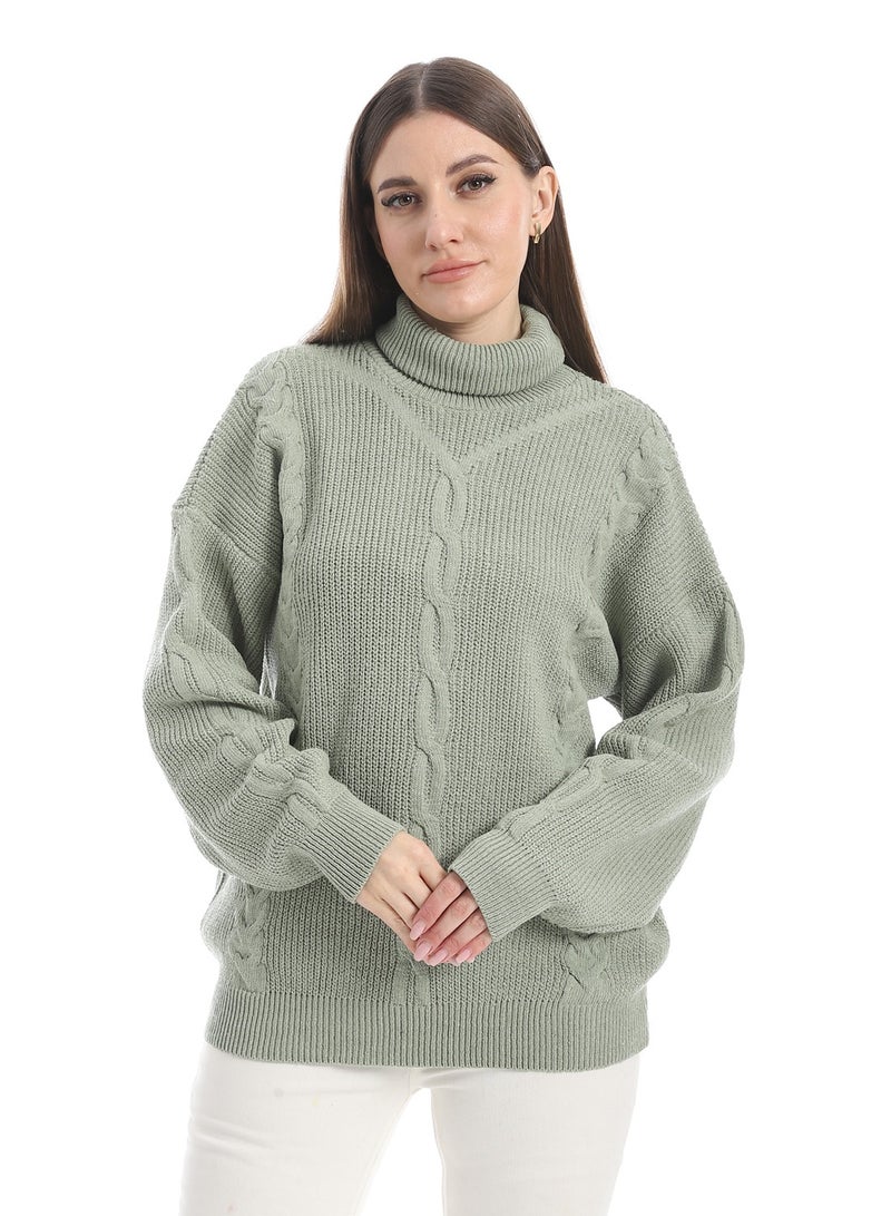 سيزار بلوفر صوف حريمي سادة برقبة عالية وتصميمات متعددة - Image 2