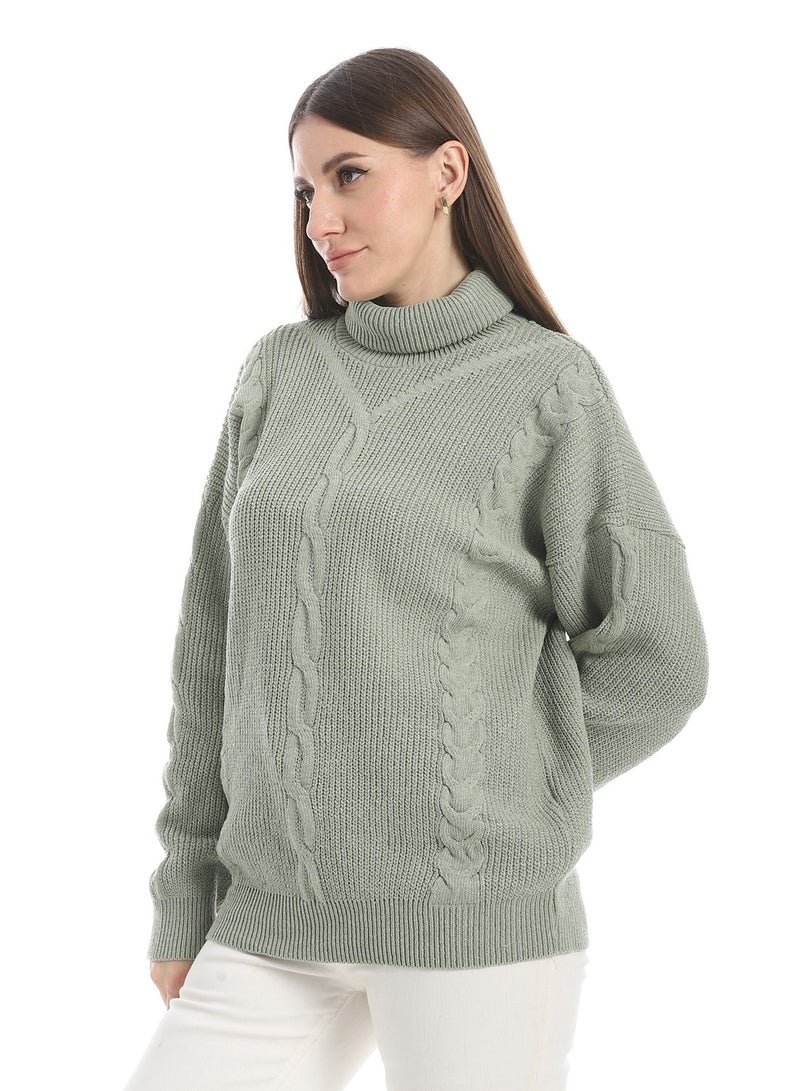 سيزار بلوفر صوف حريمي سادة برقبة عالية وتصميمات متعددة - Image 3