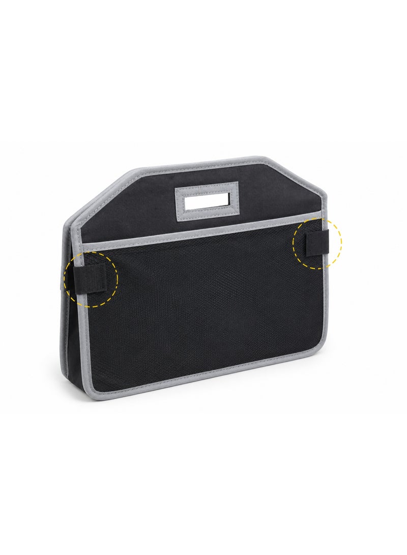 Foldable Car Trunk Organizer with 3 Compartments and Side Pockets - Multi-Purpose Storage Organizer for Car Tools and Groceries - Durable Material - Suitable for All Cars - Black - Image 4