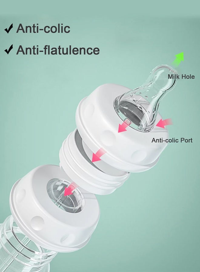 Eoptify Hands-Free Baby Feeding Bottles 240ml  2 Pack  Self-Feeding, Anti Colic BPA Free Newborn & Infant Baby Bottle Set with Cleaning Brush Ideal for Travel & Home Use - Image 4