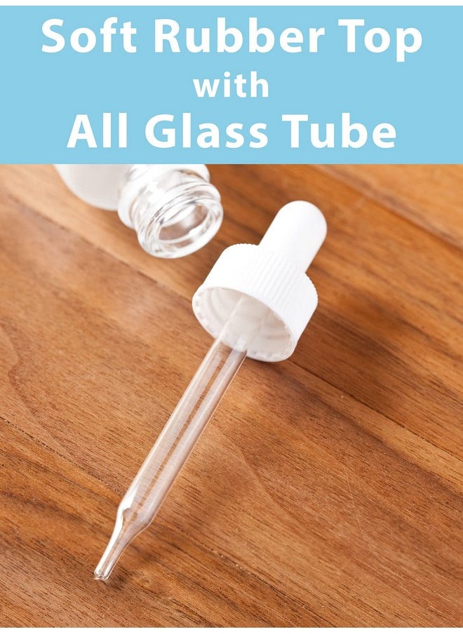 JUVITUS 2 Oz Frosted Clear Glass Boston Round White Dropper Bottle (12 Pack) + Funnel I Refillable Empty Storage Containers  - Image 4