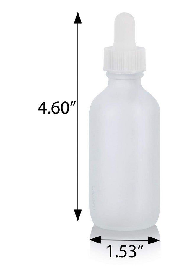 JUVITUS 2 Oz Frosted Clear Glass Boston Round White Dropper Bottle (12 Pack) + Funnel I Refillable Empty Storage Containers  - Image 2