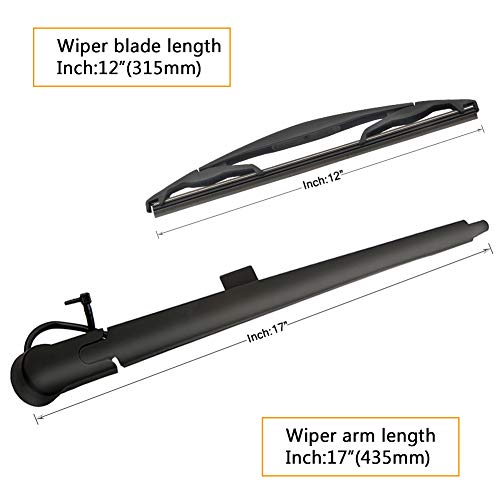 AUTOBOO Rear Window Wiper Arm Blade Set Replacement For Cadillac Escalade,GMC Yukon,Chevy Tahoe Suburban,2007-2013 - Back Windshield Wiper Accessories OEM 15277756 Blade:12" - Image 2