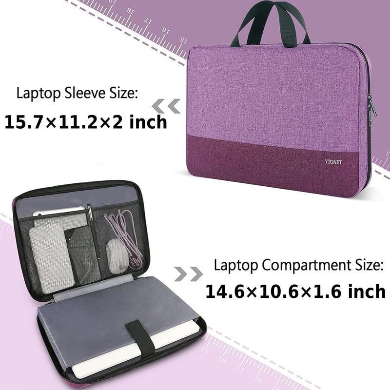 Ytonet Laptop Sleeve Case 15.6 Inch, Slim Water Resistant TSA Carrying Case with Handle, Protective Laptop Cover Compatible with HP Dell Lenovo Asus Notebooks, Gift for Women, Purple - Image 3