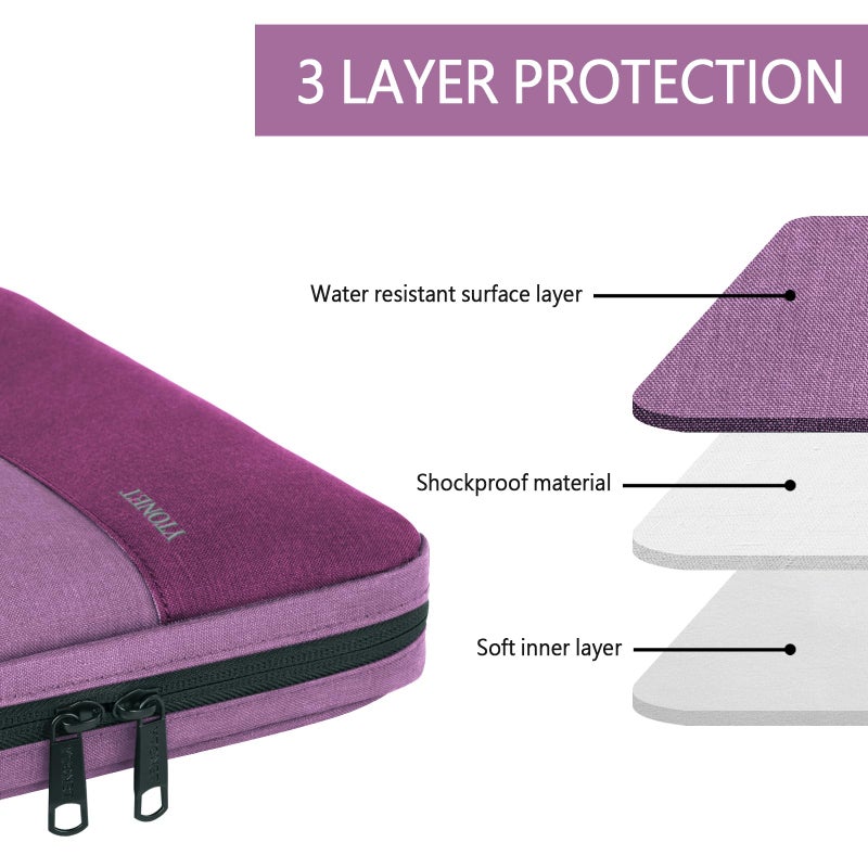 Ytonet Laptop Sleeve Case 15.6 Inch, Slim Water Resistant TSA Carrying Case with Handle, Protective Laptop Cover Compatible with HP Dell Lenovo Asus Notebooks, Gift for Women, Purple - Image 2