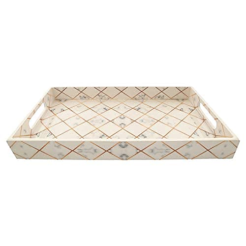 Tranquil Square Modern Style Durable Design Wooden Serving Tray Set of 3 - Image 3