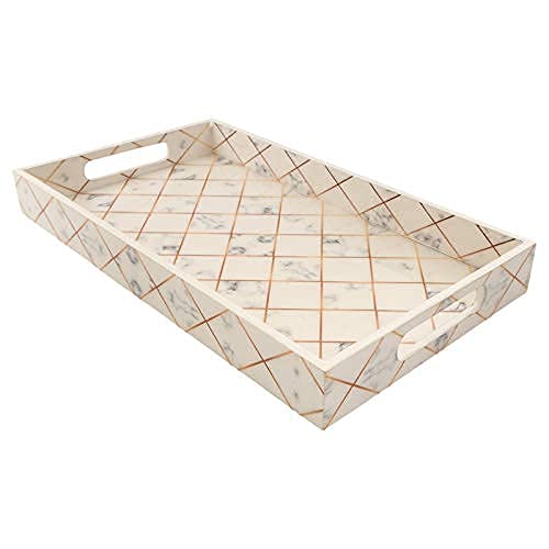 Tranquil Square Modern Style Durable Design Wooden Serving Tray Set of 3 - Image 5