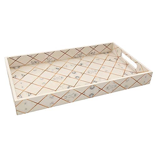 Tranquil Square Modern Style Durable Design Wooden Serving Tray Set of 3 - Image 4