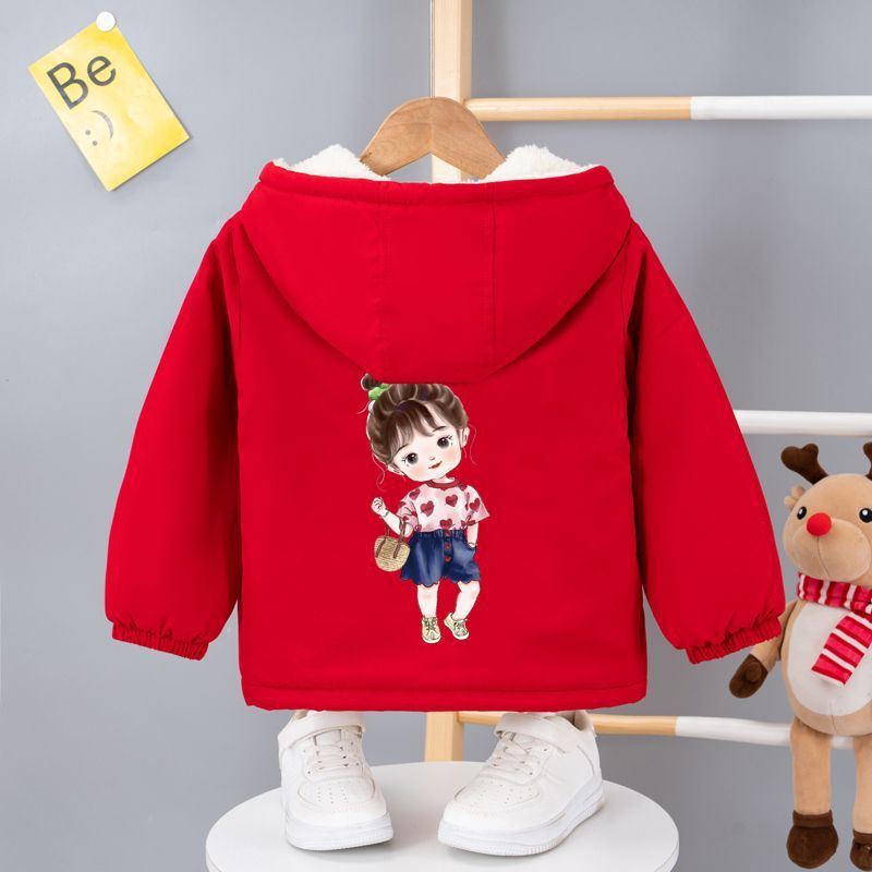 Style Children'S Baby'S Casual Top Hooded Fleece-Lined Thickened Casual Top - Image 1