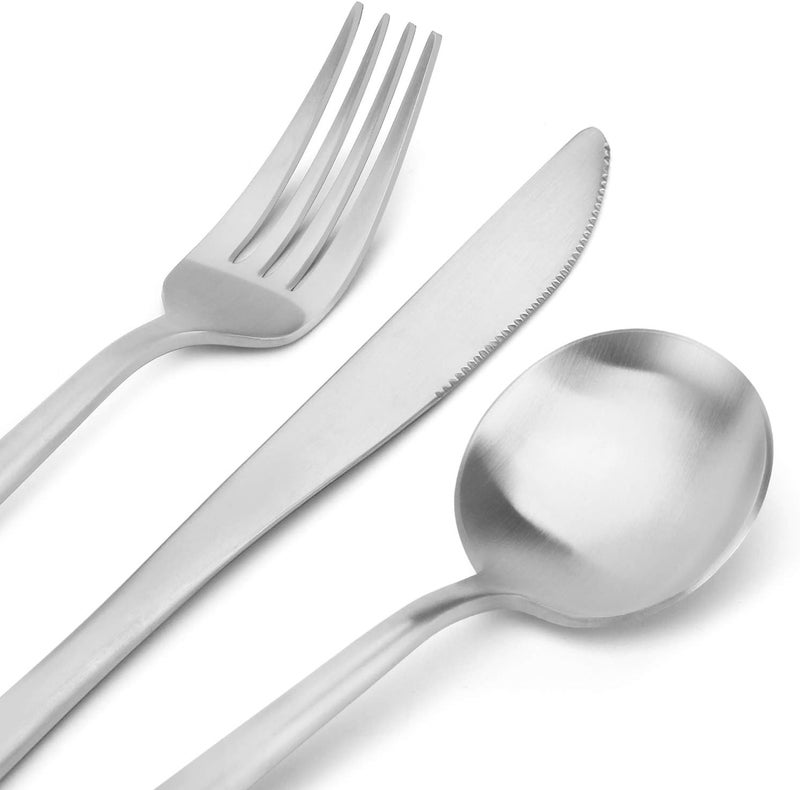BEGEEL Matte Silverware Set,Satin Finish 20 Piece Stainless Steel Flatware Set Service for 4, Tableware Cutlery Set,Premium Kitchen Silverware Sets for Home Restaurant and Party,Dishwasher Safe - Image 3