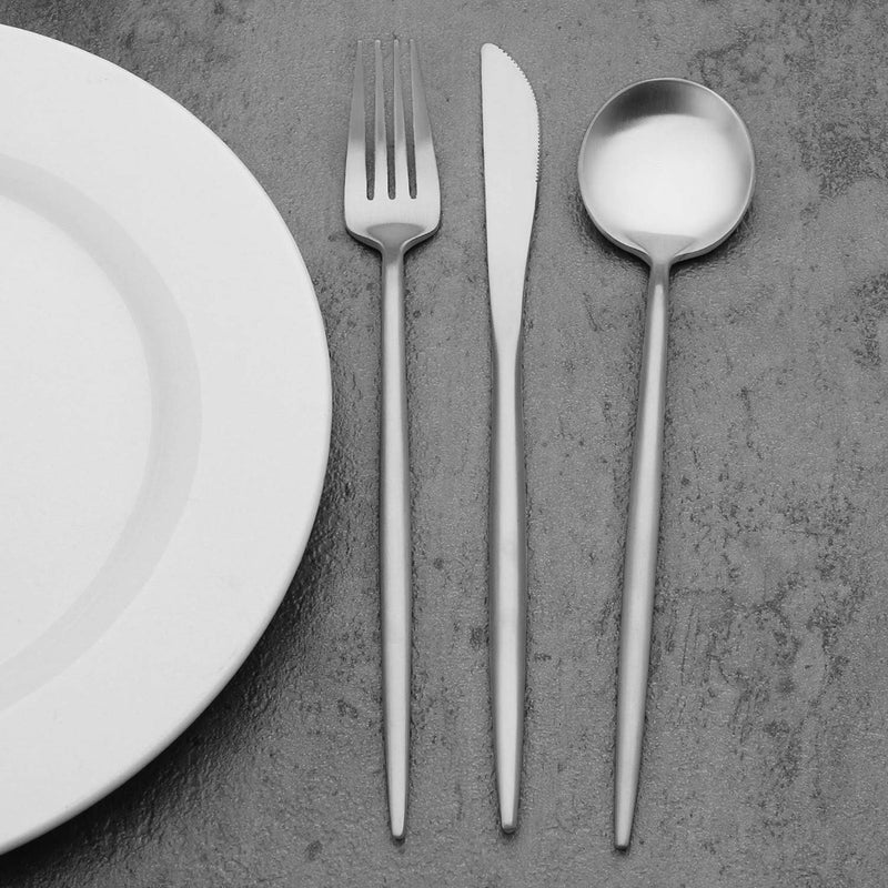 BEGEEL Matte Silverware Set,Satin Finish 20 Piece Stainless Steel Flatware Set Service for 4, Tableware Cutlery Set,Premium Kitchen Silverware Sets for Home Restaurant and Party,Dishwasher Safe - Image 5