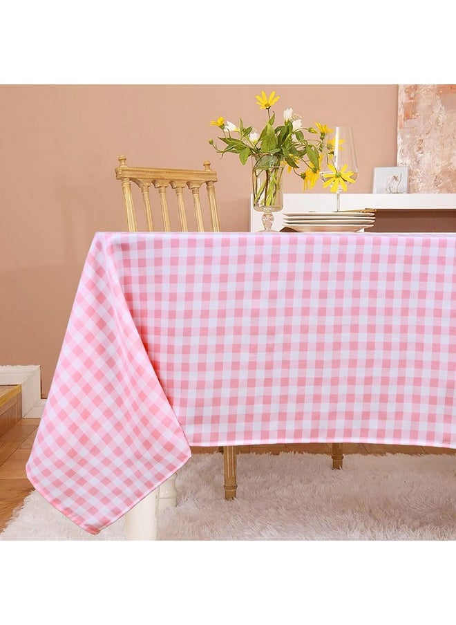 ShinyBeauty ShinyBeauty Pink and White Tablecloth 54X108 Inchc Buffalo Check Tablecloth Cotton Gingham Table Cloths for Rectangle Table Dining Tablecloth Baby Pink Tablecloth Over Plaid Party Supplies  - Image 3