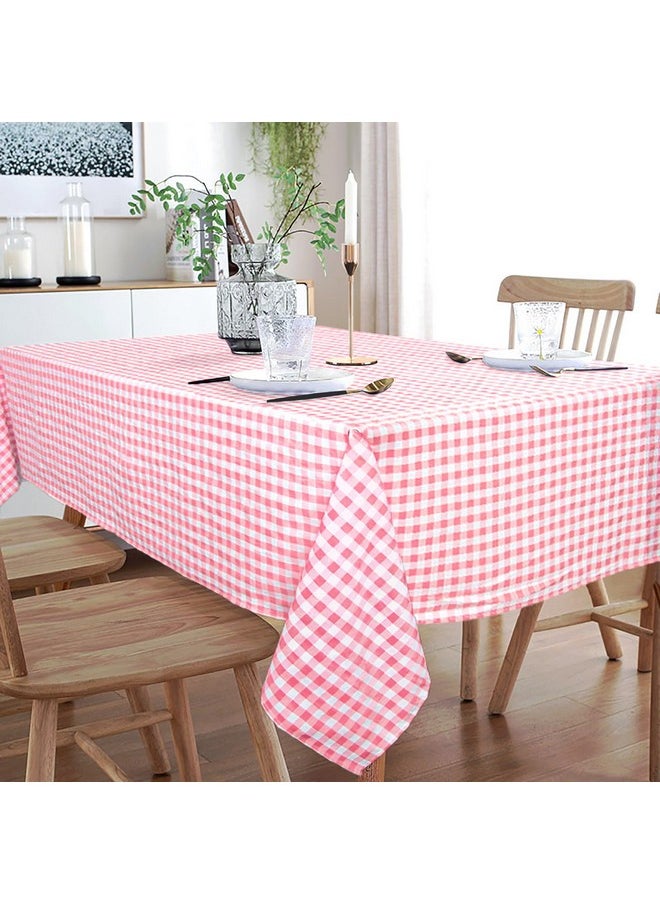 ShinyBeauty ShinyBeauty Pink and White Tablecloth 54X108 Inchc Buffalo Check Tablecloth Cotton Gingham Table Cloths for Rectangle Table Dining Tablecloth Baby Pink Tablecloth Over Plaid Party Supplies  - Image 2