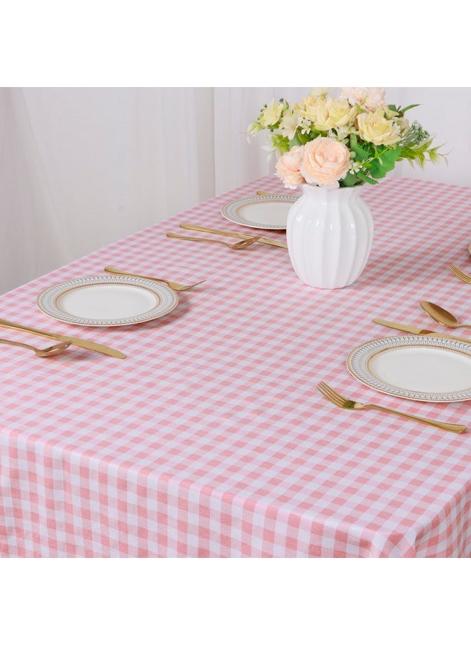 ShinyBeauty ShinyBeauty Pink and White Tablecloth 54X108 Inchc Buffalo Check Tablecloth Cotton Gingham Table Cloths for Rectangle Table Dining Tablecloth Baby Pink Tablecloth Over Plaid Party Supplies  - Image 5