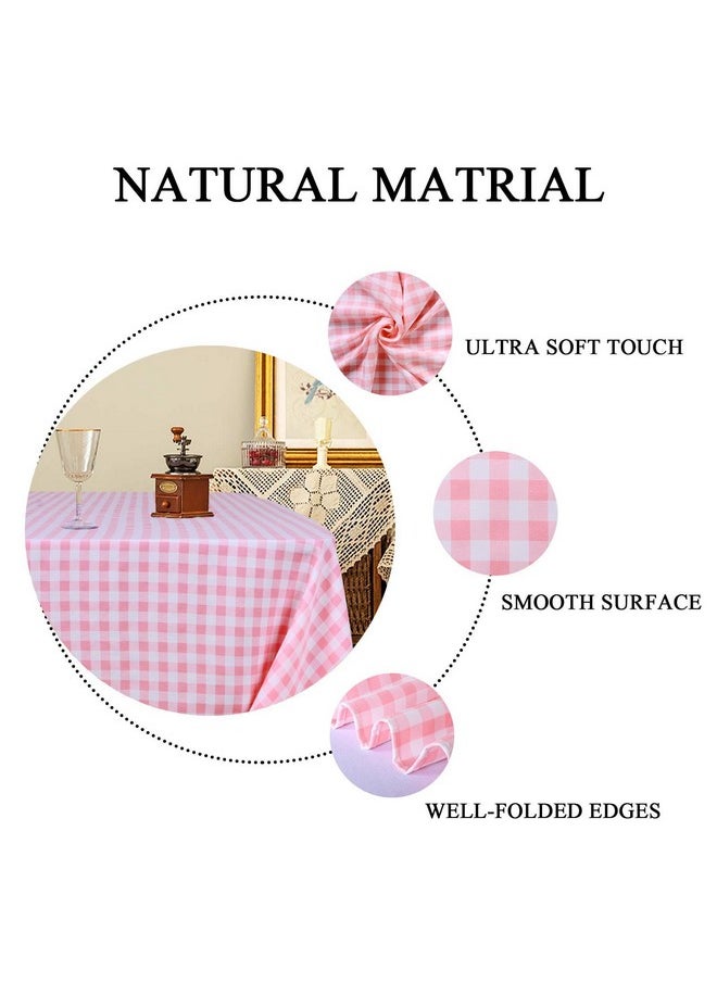 ShinyBeauty ShinyBeauty Pink and White Tablecloth 54X108 Inchc Buffalo Check Tablecloth Cotton Gingham Table Cloths for Rectangle Table Dining Tablecloth Baby Pink Tablecloth Over Plaid Party Supplies  - Image 4