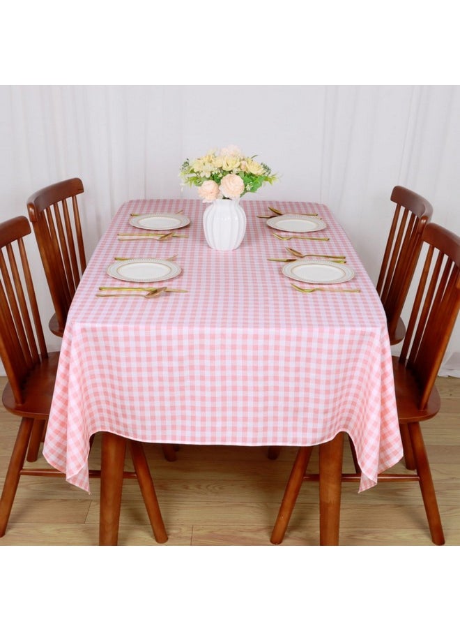 ShinyBeauty ShinyBeauty Pink and White Tablecloth 54X108 Inchc Buffalo Check Tablecloth Cotton Gingham Table Cloths for Rectangle Table Dining Tablecloth Baby Pink Tablecloth Over Plaid Party Supplies  - Image 1