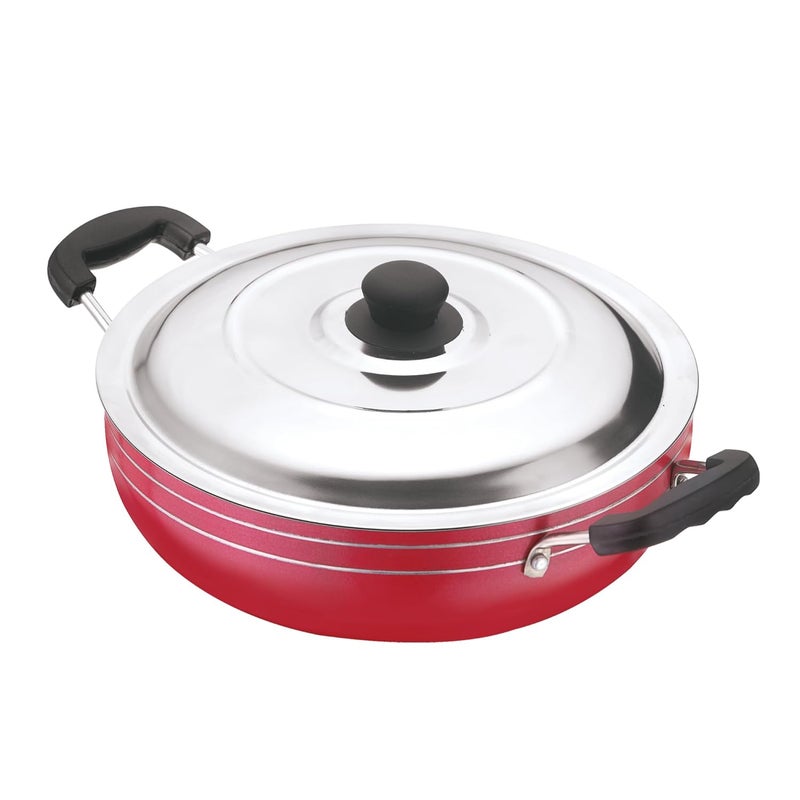 Veronica Veronica Non Stick Deep KadhaiKadai with Stainless Steel for Ktichen Gas Stove Compatible 3 Layer PFOA Free Non Stick Coating 24CM  - Image 1