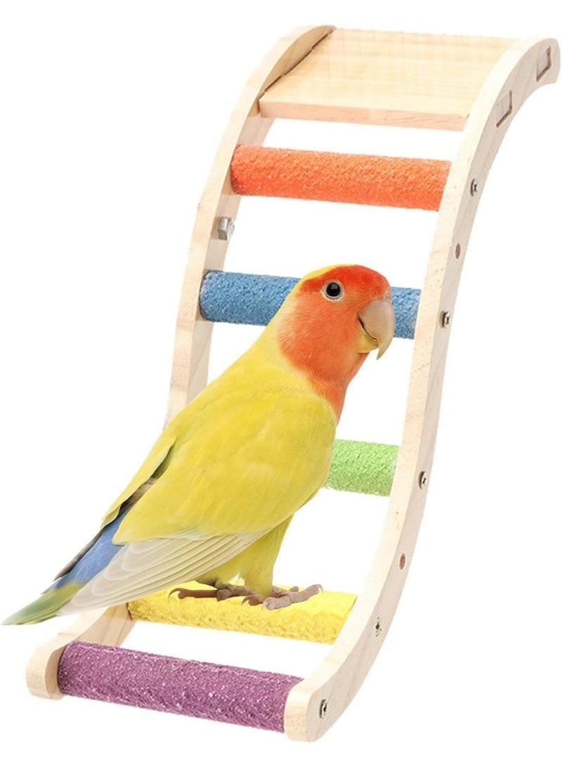 SAAS جسر سلم الطيور، سلم تسلق خشبي لطيور الببغاء والهامستر، جسر تسلق للحيوانات لطحن مناقيرها وقص مخالبها، منصة للطيور، سلم تسلق للسناجب وطيور السكر (قوس قزح) - Image 2